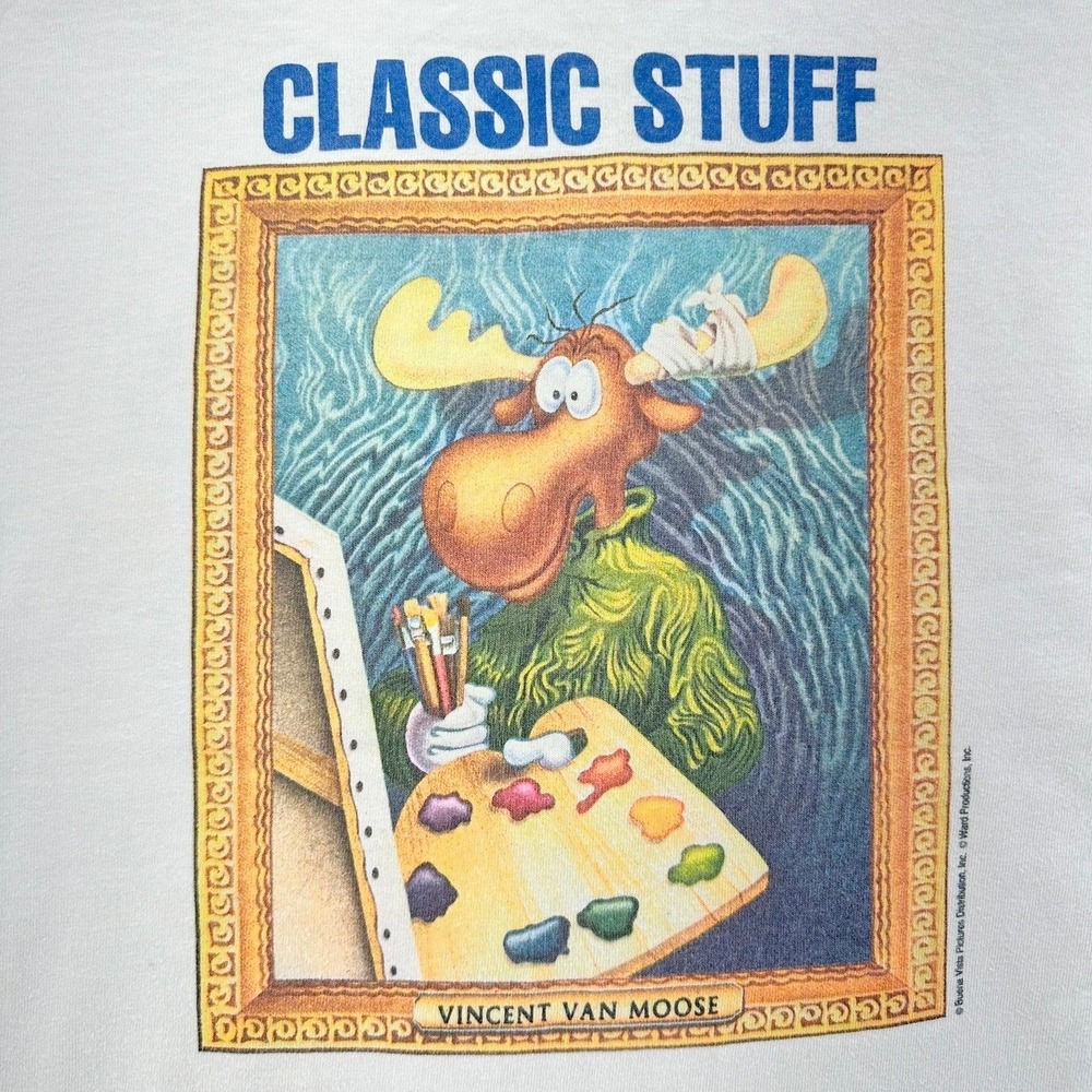 VTG Rocky and Bullwinkle Vincent Van Moose T Shirt Mens XL Single Stitch USA 90s